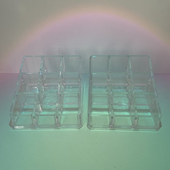 SET OF 2 Clear Acrylic Makeup Organizers/Stands/Displays for Lipstick/Gloss Etc - Picture 2 of 5